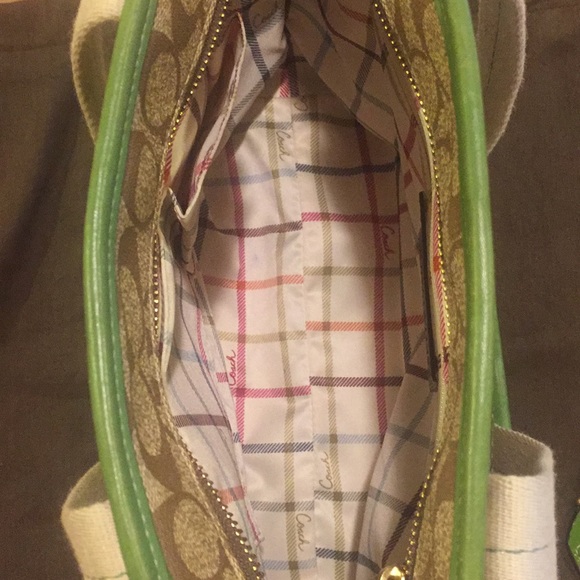 COACH HERITAGE TOTE Green Stripe 11349 PURSE ZIP AROUND WALLET - Picture 6 of 8